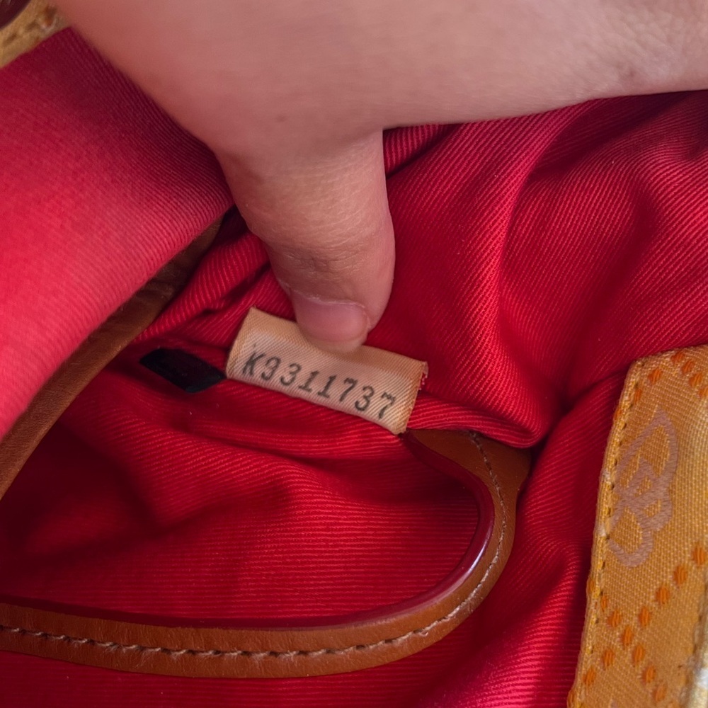 Dooney & Bourke North South signature print yellow canvas shoulder bag - Picture 9 of 12